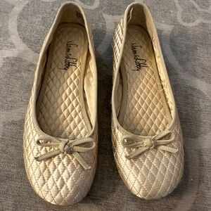 Sam & Libby Champagne Quilted Flats w Bow